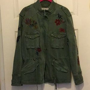 Billy T embroidered green denim utility jacket